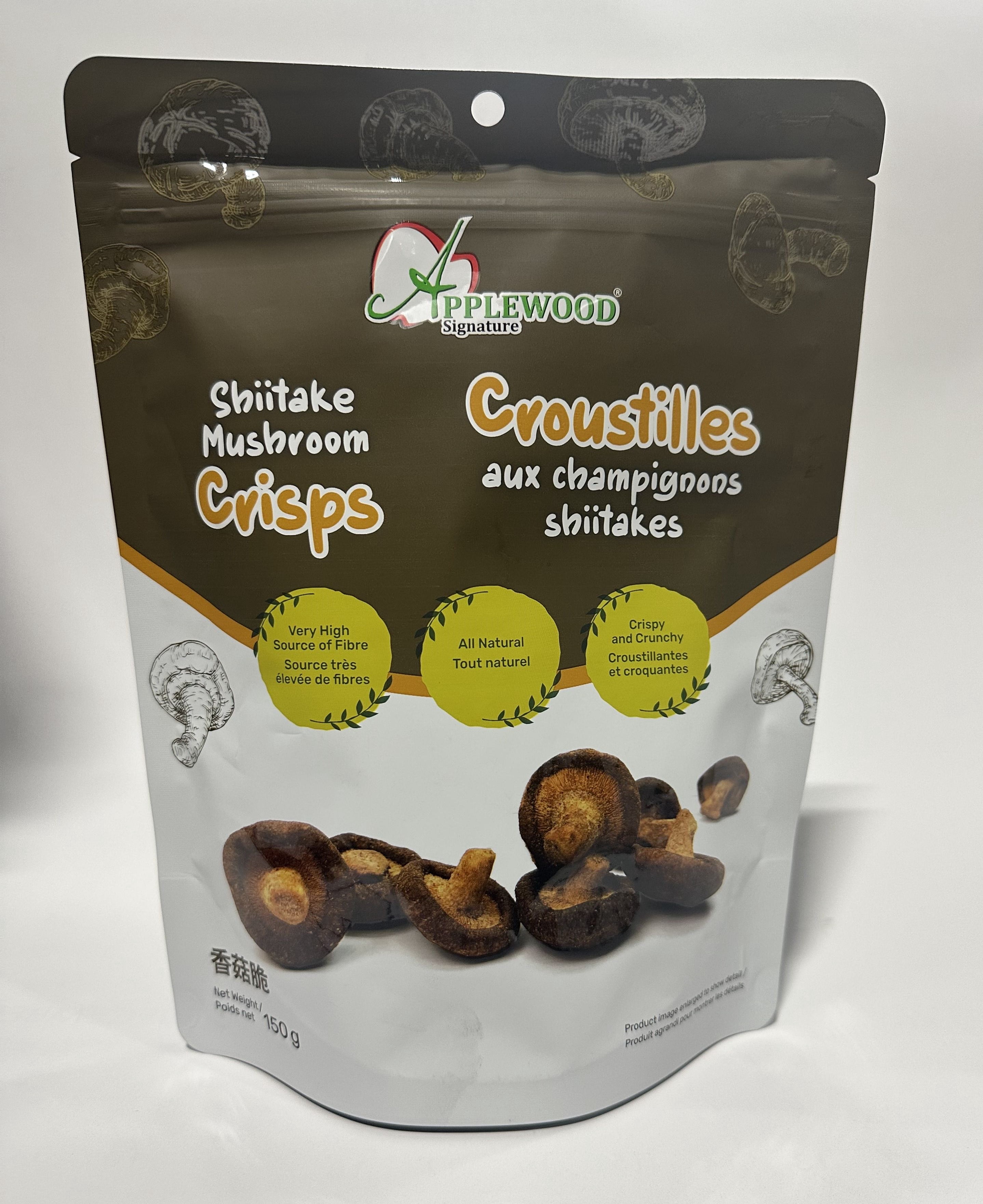 Applewood Signature Shiitake Mushroom Crisps, 150g – Vacuum-Fried, All-Natural Vegetable Snack