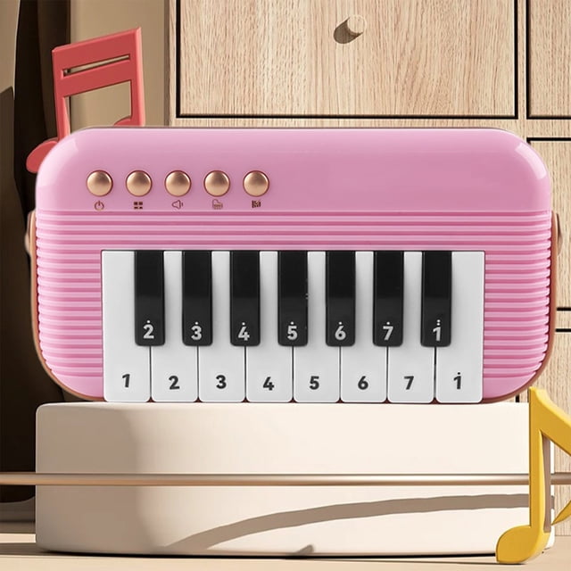 Portable Mini Piano Keyboard, Children Music Learning Toy, Early Education Musical Instrument, 15-Key Electric Piano for Boys and Girls, Fine Motor Skills, Creativity, Parent-Child Fun