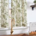 thumbnail image 2 of Linen Kitchen Curtains 24 Inch Vintage Gray Floral Tier Curtains Farmhouse Cottage Cafe Rod Pocket Country Small Window for Laundry Room Bathroom RV 2 Panels Green on Beige, 2 of 7