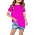 thumbnail image 1 of T-Shirts pour Filles Col Rond Manches Courtes Été Hauts Enfants Basiques 3-14 Ans, 1 of 5