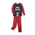 thumbnail image 3 of Diconna Ensemble de Pyjamas de Noël pour la Famille Imprimé Lettre Manches Longues Col Rond Hauts Pantalon à Carreaux, 3 of 9