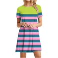 thumbnail image 2 of Ovzne Robes d'Été pour Femmes Robe de Plage Femmes Décontractée Imprimée à Manches Courtes Col Rond Robe pour Dames Robe de Vacances à Manches Courtes Imprimée Liquidation, 2 of 6
