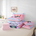 thumbnail image 4 of Erosebridal Ensemble de Literie Papillons Sauvages Format Double, Ensemble de Lit Rose Pastel pour Filles, Réversible 7 Pcs, 4 of 5