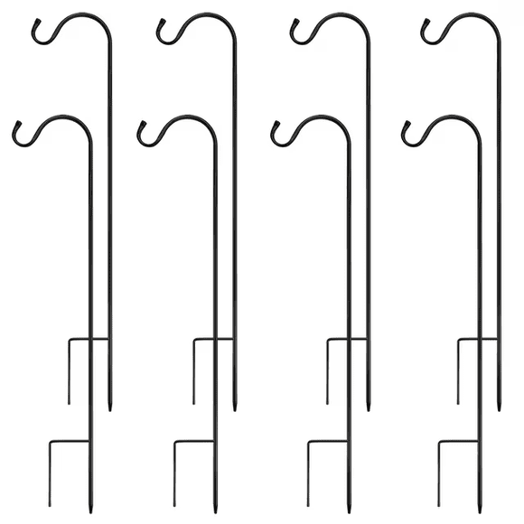 Urban Deco Crochet de Berger en Métal Robuste, Crochets de Berger Ajustables pour l'Extérieur, Tige de Crochets pour Plante Noire - Lot de 8