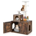 thumbnail image 1 of Costway 2-in-1 Wooden Litter Box Enclosure with Cat Tree Hidden Washroom Furniture, 1 of 10