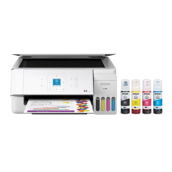 Epson - Imprimante multifonction couleur sans fil EcoTank ET-2903 à réservoirs d’encre géants – Blanc