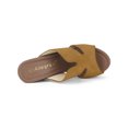 thumbnail image 4 of BLISSFUL STEP Women's Faux Suede Platform High Block Heel Slides Sandals Brown 9.5, 4 of 7