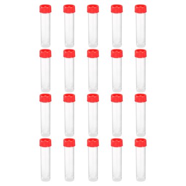 Unique Bargains Tubes à Essai en Plastique 30mL, Lot de 20 Tubes à Essai Congelés avec Bouchon à Vis, Rouge Clair