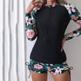 thumbnail image 4 of FhsagQ Cover Up for Women Plus Size Blue with Matching Robe Women Two Piece Rash Guard Long Sleeve Zipper Swimsuits Swim Shirt Bathing Suit with Boyshort Bottom Black XXL, 4 of 7