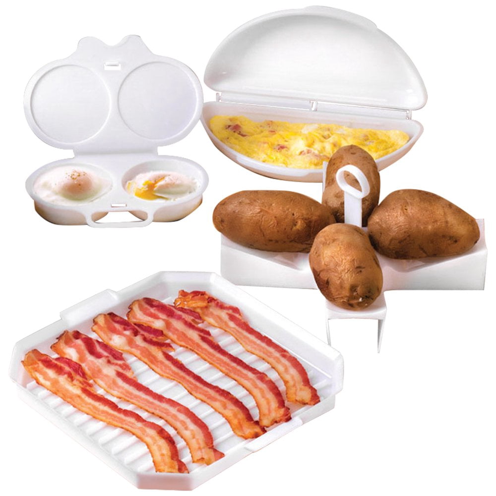 4 Pcs Microwave Cooking Set Heat Resistant Microwave Oven Cookware Set for Home Kitchen BPA Free