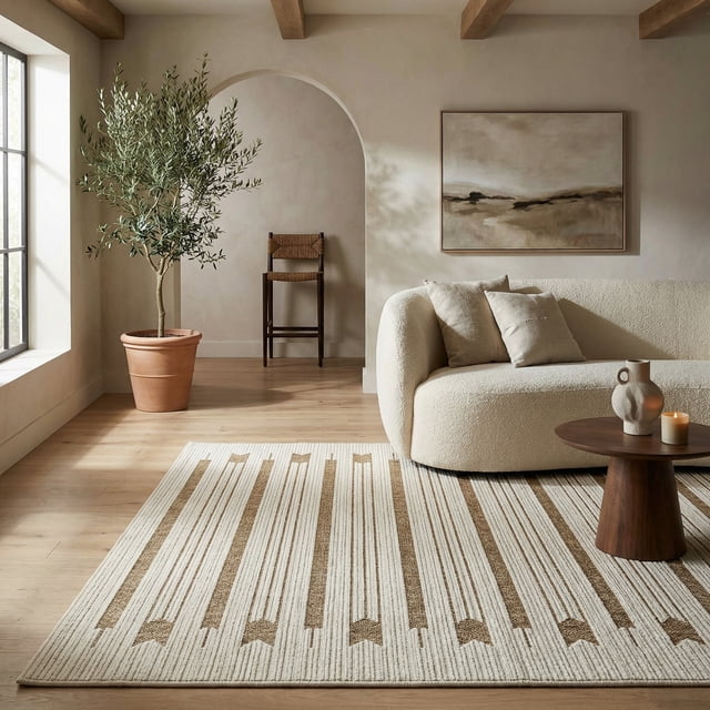 Rug Branch Maise Abstract Indoor Outdoor Area Rug, Beige Brown, Modern - Entryway, Hallway, Bathroom, and Kitchen
