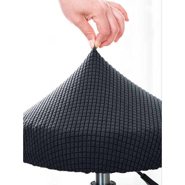 Deep Gray Fleece Salon Stool Cover: Universal Elastic Fit for 30-40cm Round Bar Stools, Non-Slip, Washable, Height-Adjustable, Durable Polyester-Ammonia Blend Furniture Protector for Hair Salons &