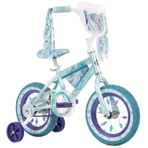 Huffy 12-inch Disney Vélo surgelé pour les filles avec roues d'entraînement, bleu cristal