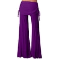 thumbnail image 4 of Womens Lounge Pants Ladies'solid Color Wide Leg Athletic Pants with Belt Mid Rise Dance Trousers Women Linen Pants Purple XXL, 4 of 4