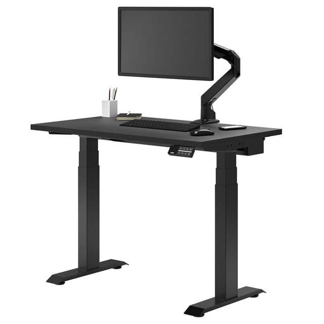 Desky Bureau Assis-Debout Mini Double - Noir / 44 x 24 Pouces / Noir Mat