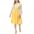 thumbnail image 2 of Unique Bargains Jupe Midi Plissée à Bretelles Rétro pour Femme à Taille Élastique avec Bretelles, 2 of 6