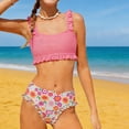 thumbnail image 2 of RXMEKW Two-Piece Swimsuit Set With Floral Print for Girls, Kids' Ruffle Bikini, UPF 50+ Sun Protection, Soft Stretch Fabric for Beach and Pool, 2 of 7