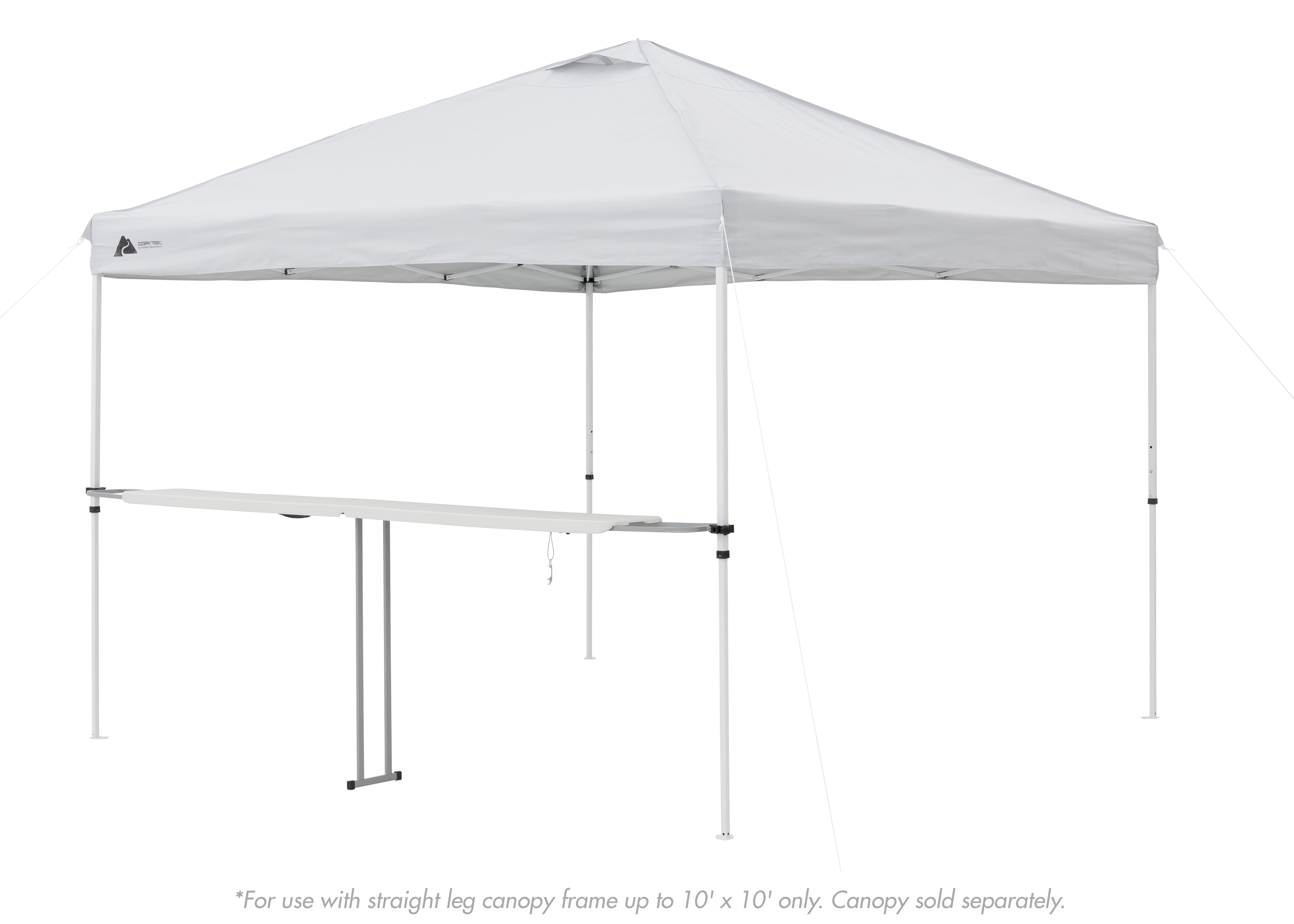 Table extensible de 8 pieds Ozark Trail, blanche, 92,5 po x 12 po x 39 po (H), table latérale pour auvent extérieure pour hayon avec décapsuleur, auvent non inclus