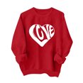 thumbnail image 1 of Penkiiy Chandail en Molleton Imprimé Col Rond pour Femmes Saint-Valentin Manches Longues Chandail en Molleton à Capuche L Rouge, 1 of 7