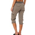 thumbnail image 3 of Innerwin Pantalon Cargo à Cordon Élastique Taille Femme Capri Quotidien Taille Haute Mode Pantalon Court Gris Foncé m, 3 of 9