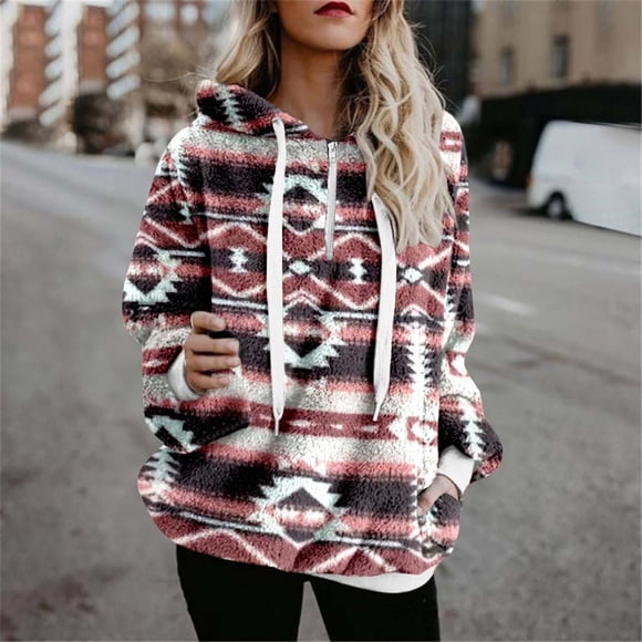 Jsaierl Womens Hoodies Sherpa Pullover Sweater Fuzzy Fleece Sweatshirt Oversized Hoodie Cozy Outerwear with Pockets