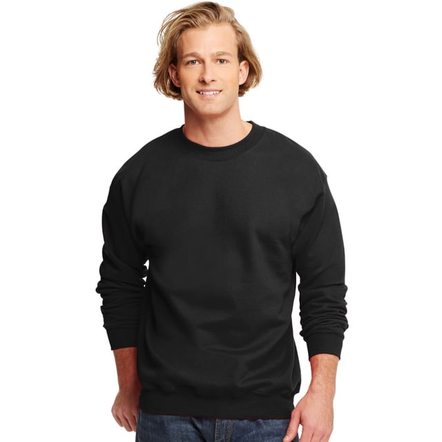 Hanes Ultimate Cotton Chandail Molletonné à Col Rond pour Adulte, G, Noir