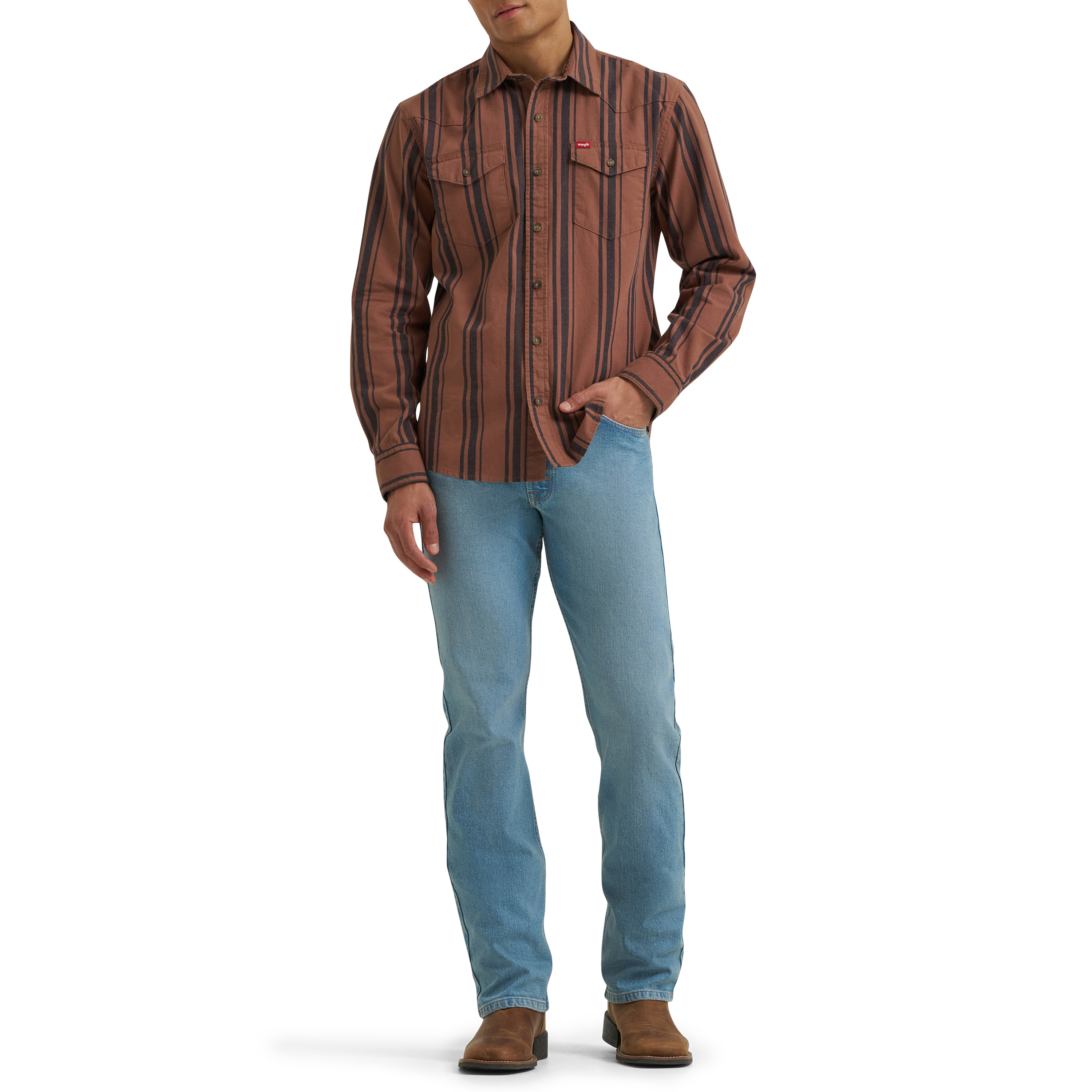 Chemise tissée haut de gamme à manches longues Wrangler® à motif