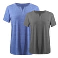 thumbnail image 4 of Timegard Haut 2 Pcs Grande Taille pour Femmes Été Manches Courtes Col en V Blouse Confortable Décontractée Mi-Longue, 4 of 4