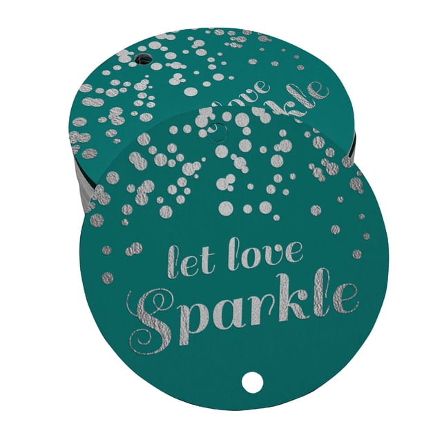 Inkdotpot Pack Of 100 Let Love Sparkle Wedding Favor Paper Tags Craft Real Silver Foil Hang Tags