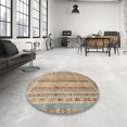 thumbnail image 3 of Ahgly Company Indoor Round Abstract Gold Brown Oriental Area Rugs, 7' Round, 3 of 6