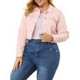 thumbnail image 1 of GRACE & GRANDEUR Women's Plus Jean Jackets Button Down Denim Bomber Jacket, 1 of 6