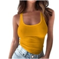 thumbnail image 1 of VEKDONE Women's Plus Size Tank Tops Ribbed Knit Workout Tanks Summer Sleeveless Scoop Neck Tunics Tops Solid Color Basic Slim Fit Camisole Orange Small, 1 of 6
