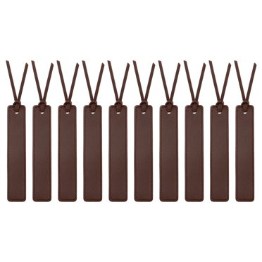 Uxcell 10 Pcs Leather Bookmark, Classic Stitched Bookmarks with Leather Rope Page Marker for Book Reading Book Lovers Reader Writers Accessories for Men Women Teachers, Black