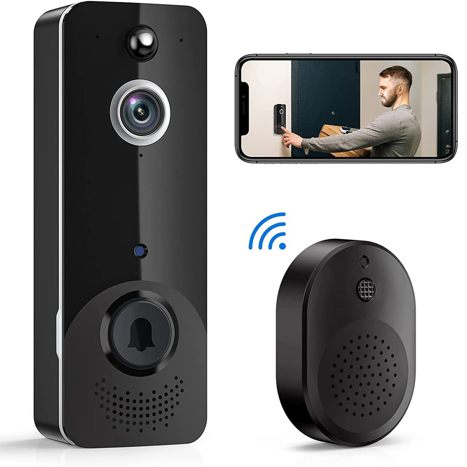 BotaniNest Doorbell Camera Wireless WiFi Video Doorbell With Chime 2 Way Audio Human And Motion Detection Night Cloud Storage Real Alert For Home