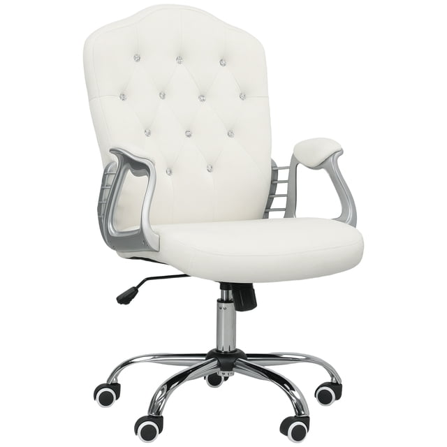 Vinsetto Tufted Office Chair with Adjustable Height Tilt Function Off-White
