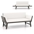 thumbnail image 2 of Costway Outdoor Convertible Sofa Daybed with Adjustable Armrests Removable Cushions White, 2 of 10