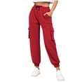 thumbnail image 1 of HAiming Womens Cargo Sweatpants Plus Size Wide Leg Drawstring Elastic Waisted Travel Casual Athletic Jogger Pants, 1 of 7
