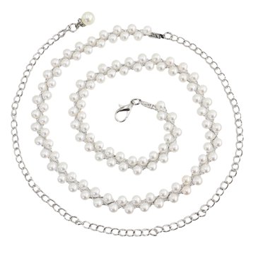 Clearance! Baberdicy Women Hook Adjustment Pearl Waist Chain Decorative Dress Waist Small Fragrance Thin Belt Sweet Chain Silver
