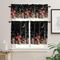 thumbnail image 3 of Mushroom Kitchen Curtains, 36 Inch Length, Spring Floral Rod Pocket Tier and Valances Set, Summer Botanical Night Moon Sky Black Farmhouse Window Curtains for Bedroom/Living Room, 3 of 6