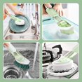 thumbnail image 4 of Dish Brush with Soap Dispenser with Replaceable 4 Brush Heads, Kitchen Dish Scrub Brush, Dish Cleaning Brush with Stainless Steel Handle Kitchen Dish Wand, Green, 4 of 5