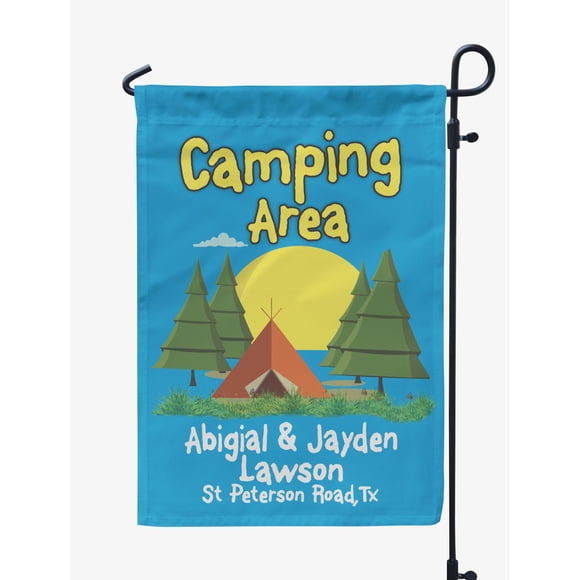 Printtoo Drapeaux de Camping Bleu Moyen pour Aire de Camping et Terrain de Camping, Personnalisés, Accessoires de Décoration de Jardin Extérieur, Double Face, 12,5 X 18 Pouces