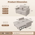 thumbnail image 3 of Hawsaiy 3-in-1 Convertible Sleeper Sofa Bed, Pull Out Loveseat Couch with 5-Level Adjustable Backrest, Metal Frame, Side Pockets & Pillows, Easy Assembly, Beige, 3 of 9