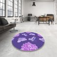 thumbnail image 4 of Ahgly Tapis Rond Lavable en Machine Intérieur Transitionnel Violet Améthyste Violet, 5 Pieds Rond, 4 of 7