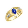 thumbnail image 3 of RYLOS Men's Rings 14K Yellow Gold Rings Classic Designer Style 7X5MM Gemstone & Diamond Ring Blue Star Sapphire September Birthstone Rings For Men, Size 12, 3 of 7