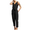 thumbnail image 2 of LSLJS Women Short Sleeve Jumpsuits Casual Summer Rompers Loose Belted Waist Jumpers with Pockets, 2 of 7