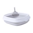 thumbnail image 1 of DOLITY Bac à Sable à Rebords Hauts pour Chat, Toilette Portable pour Chiot Gris Moyen, 1 of 9