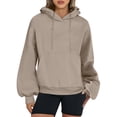 thumbnail image 2 of MeetoTime Women's Hooded Sweatshirt Fall Basic Long Sleeve Solid Color Hoodie Pullover with Pocket, 2 of 6