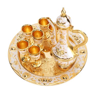 Ensemble de Cafetière Vintage en Métal, Ensemble de Thé Turc, Ensemble de Tasses à Café en Cuivre Turc pour Bar à la Maison, Fête du Thé