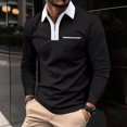 thumbnail image 1 of RXIRUCGD Chemise de Golf à Manches Longues avec Poche pour Hommes, Col Rabattu, Noir, Taille : L, 1 of 6