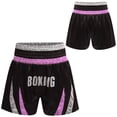 thumbnail image 3 of zdhoor Kids Boys Boxing Trunks Metallic Color Block Side Split Satin Shorts for Boxer Fighting Training Pink&Silver 6, 3 of 4